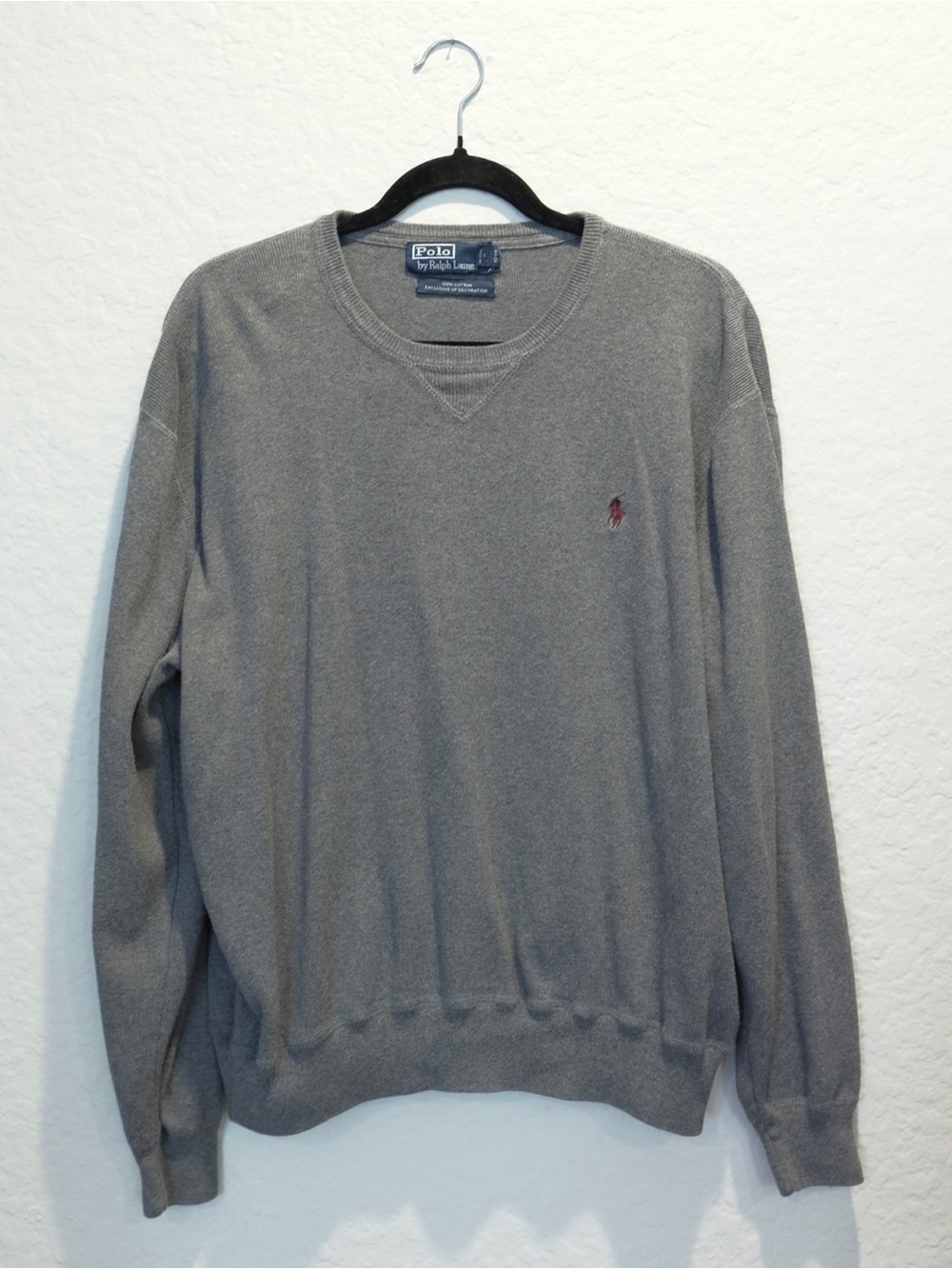 Polo Ralph Lauren Crewneck Sweatshirt Men’s L Dark Gray Brown Pony Preppy Golf